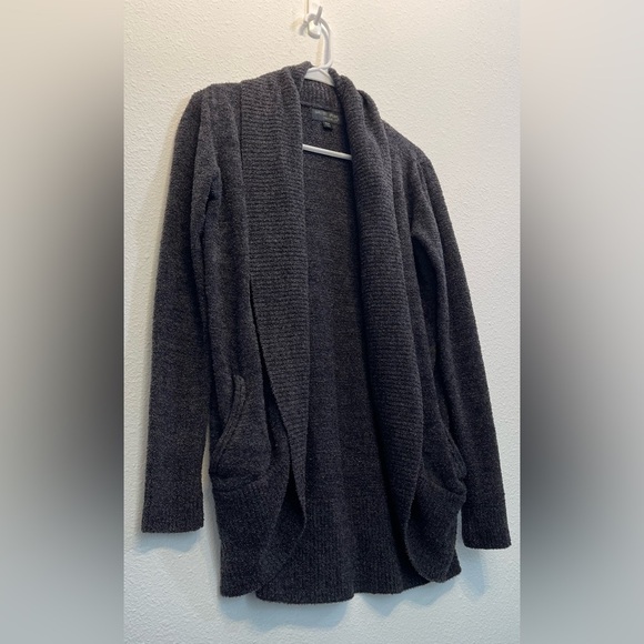 Barefoot Dreams Cozy Chic Lite Charcoal Gray Cardigan Pockets XS S - Picture 3 of 9